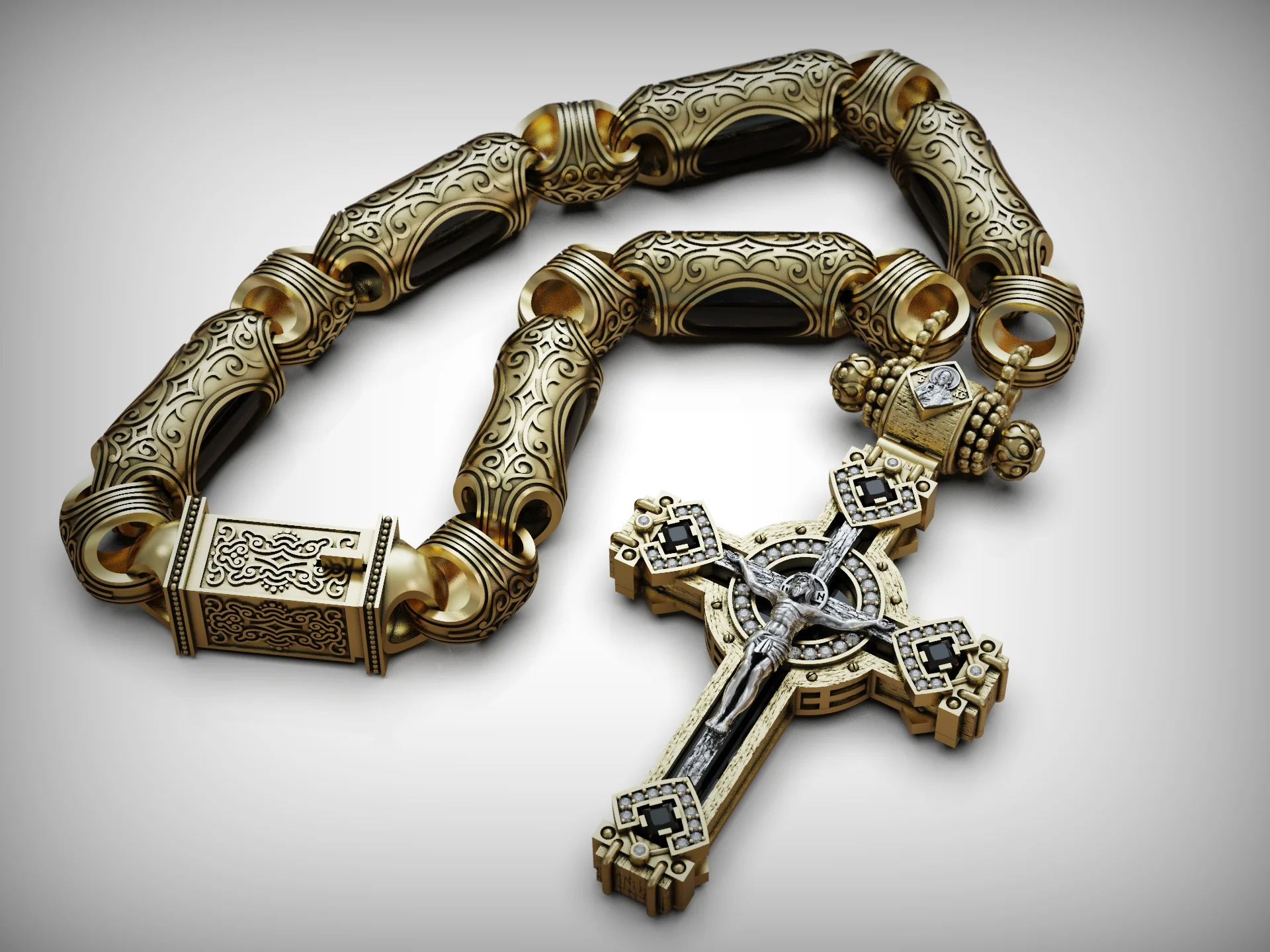 Ornate Orthodox Crucifix Pendant — view 4