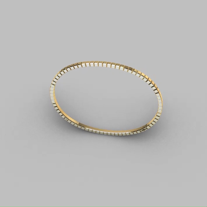 Modern Geometric Segmented Oval Bangle Bracelet