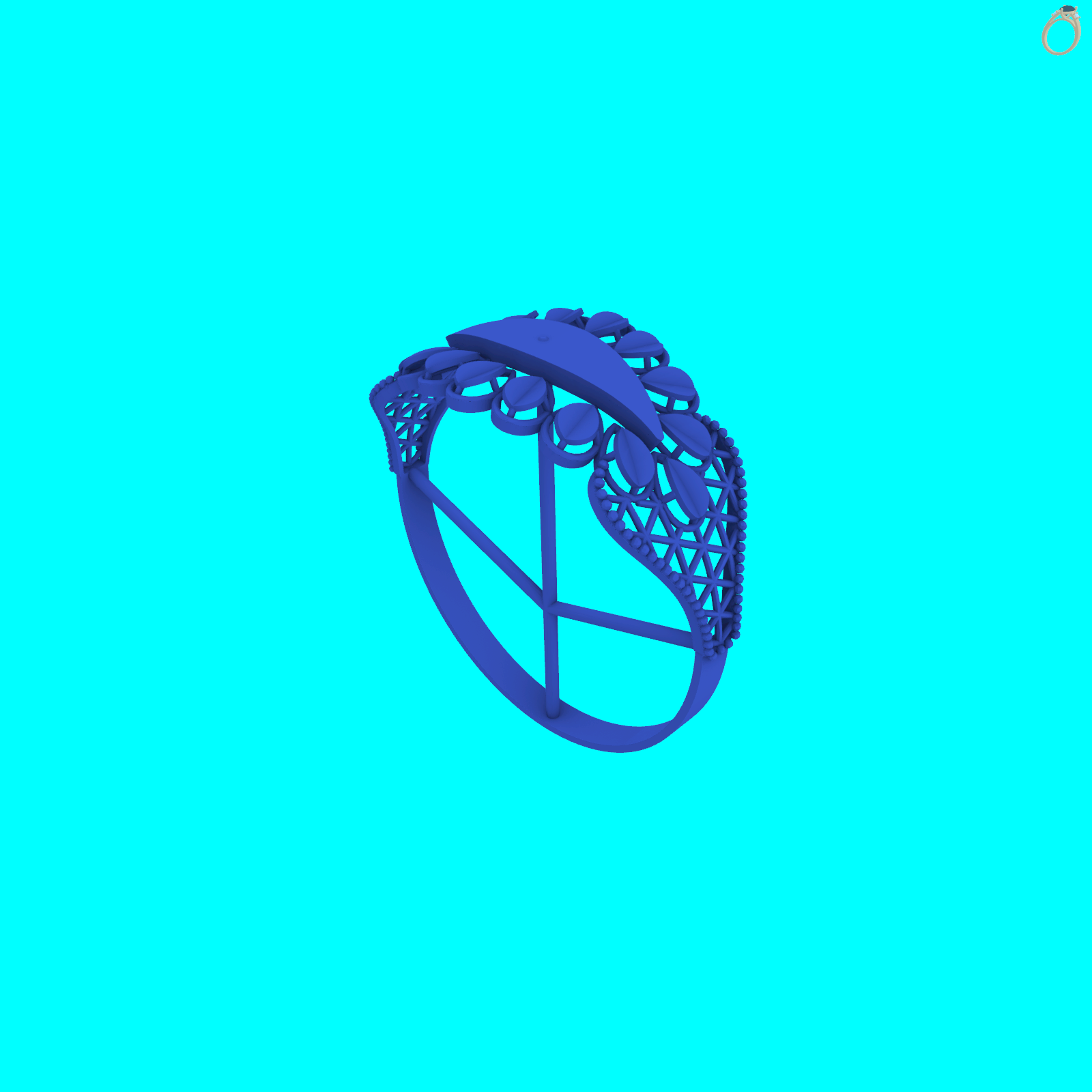 Marquise Panel Ring with Teardrop Border — view 6