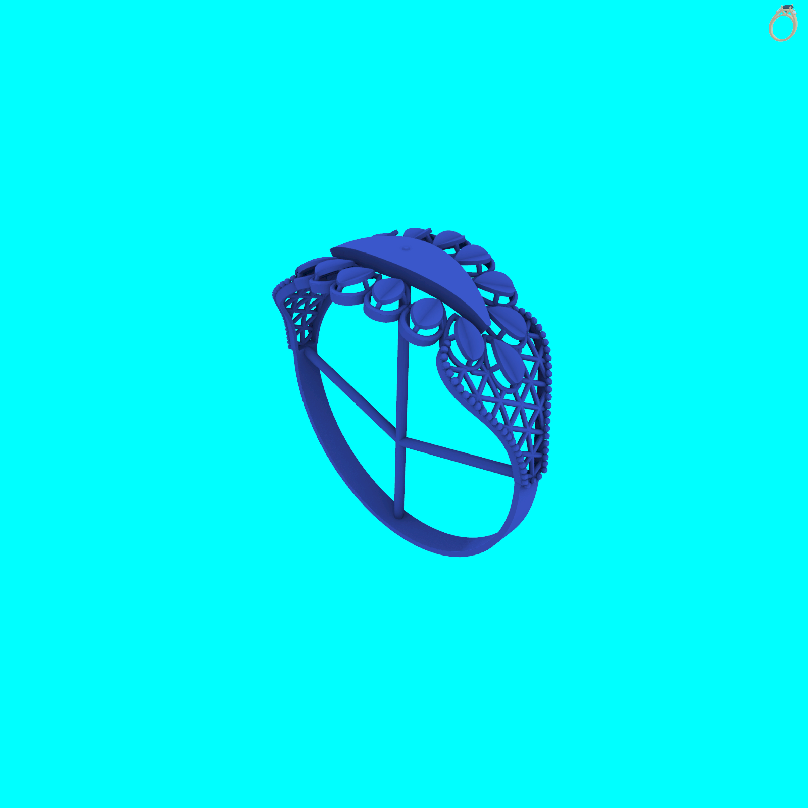 Marquise Panel Ring with Teardrop Border — view 8