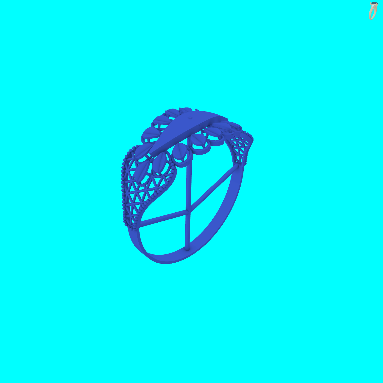 Marquise Panel Ring with Teardrop Border — view 7