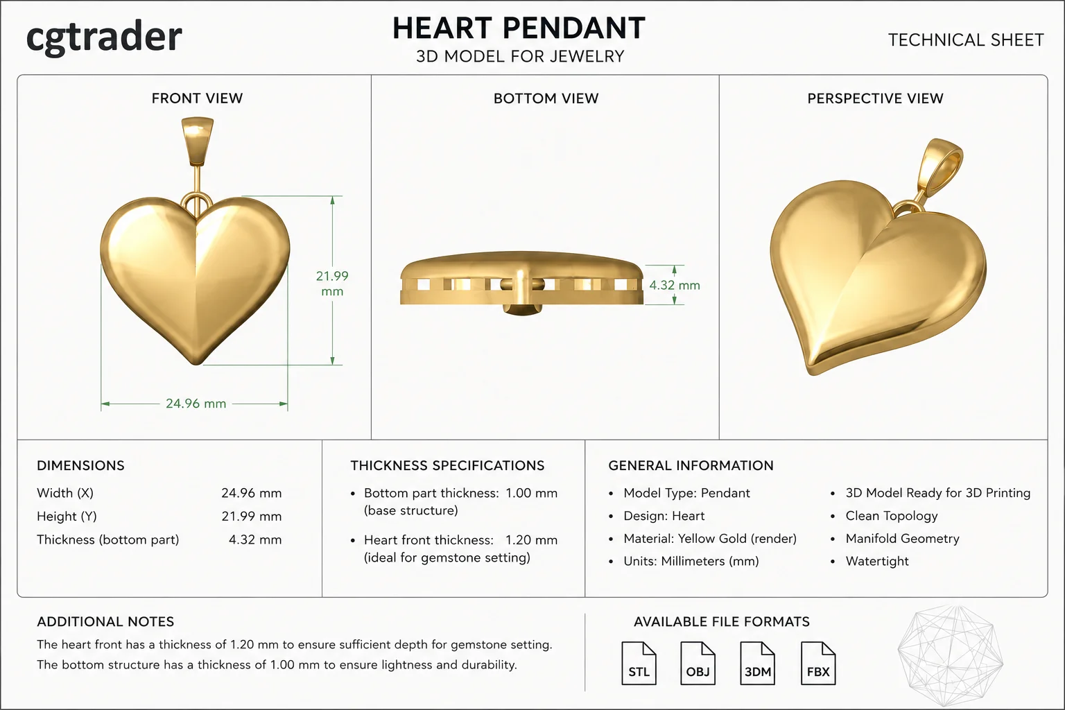 Elegant Heart Pendant Production Ready