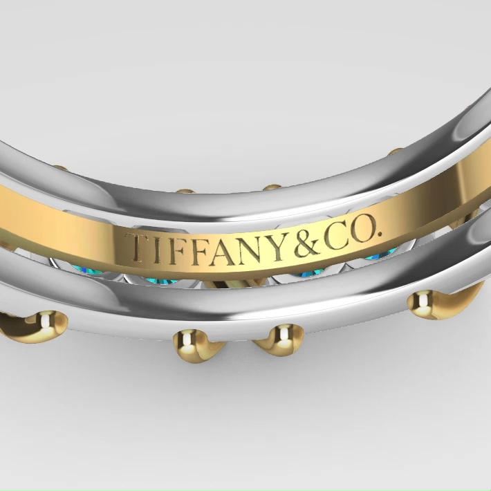 Two-Tone Rope X Motif Gemstone Eternity Band — view 4