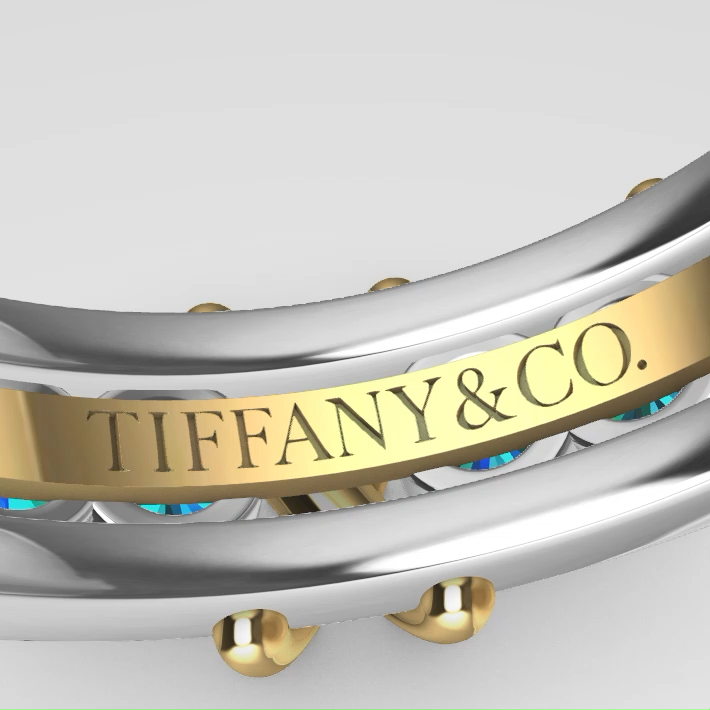 Two-Tone Rope X Motif Gemstone Eternity Band — view 6
