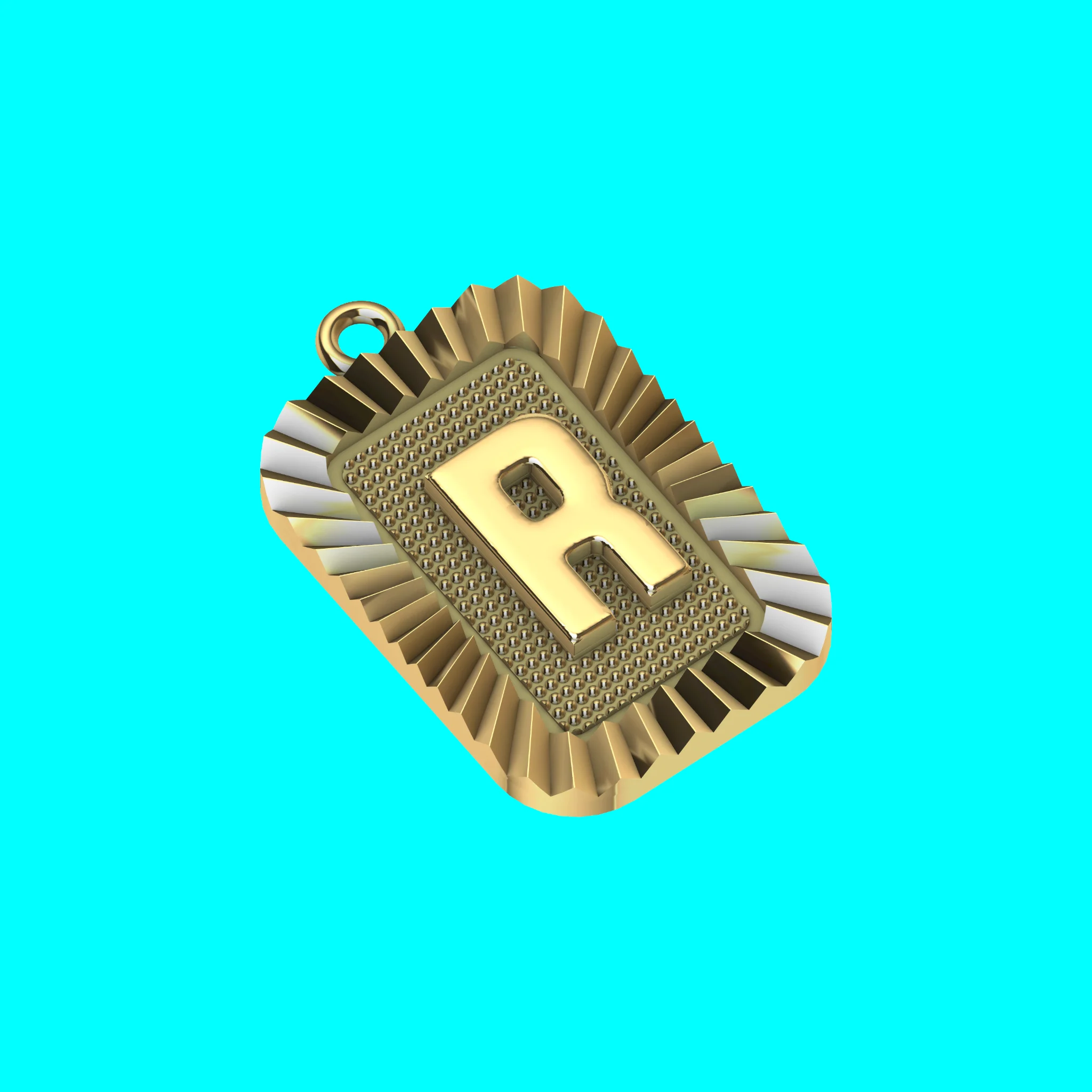 Buy R Letter Pendant CAD Model Gold Initial Necklace Jewelry — view 5