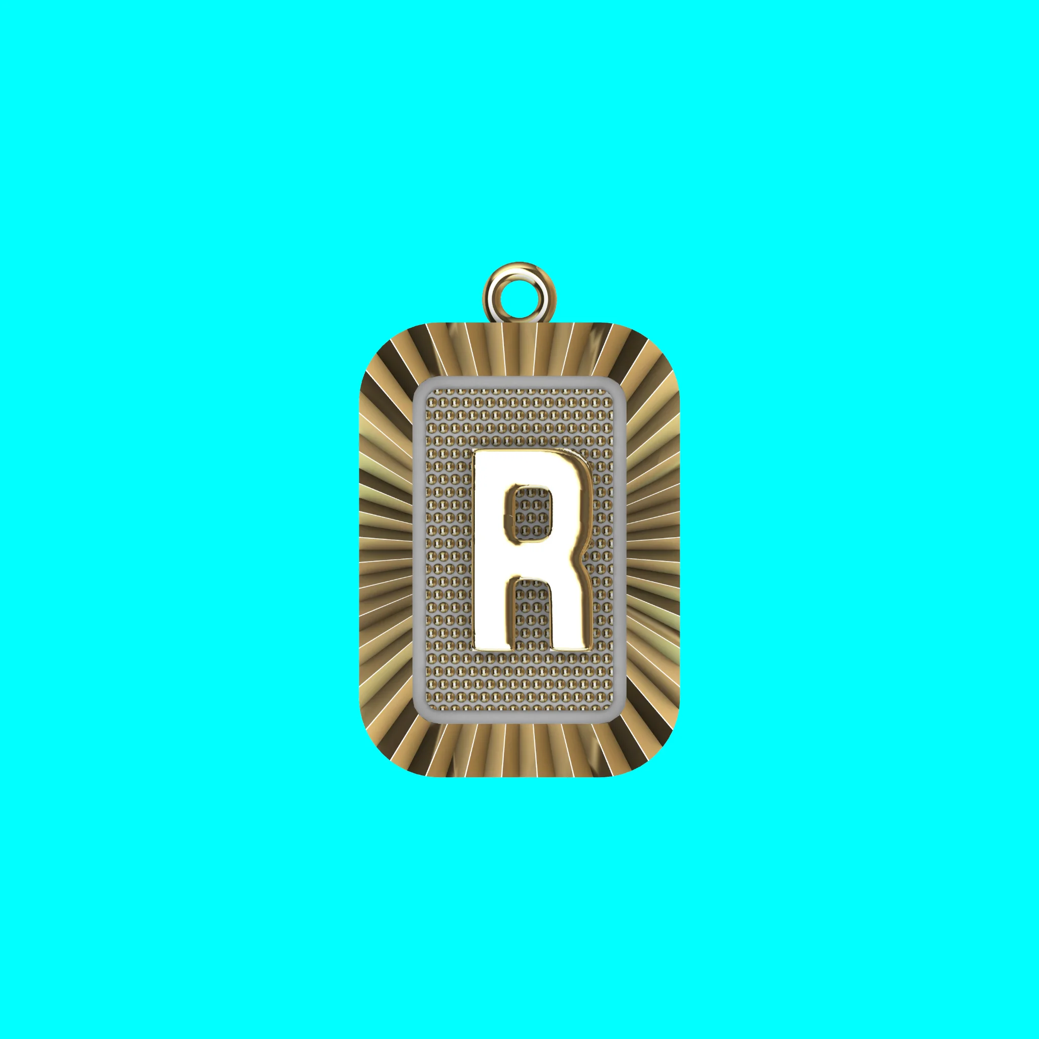 Buy R Letter Pendant CAD Model Gold Initial Necklace Jewelry — view 4