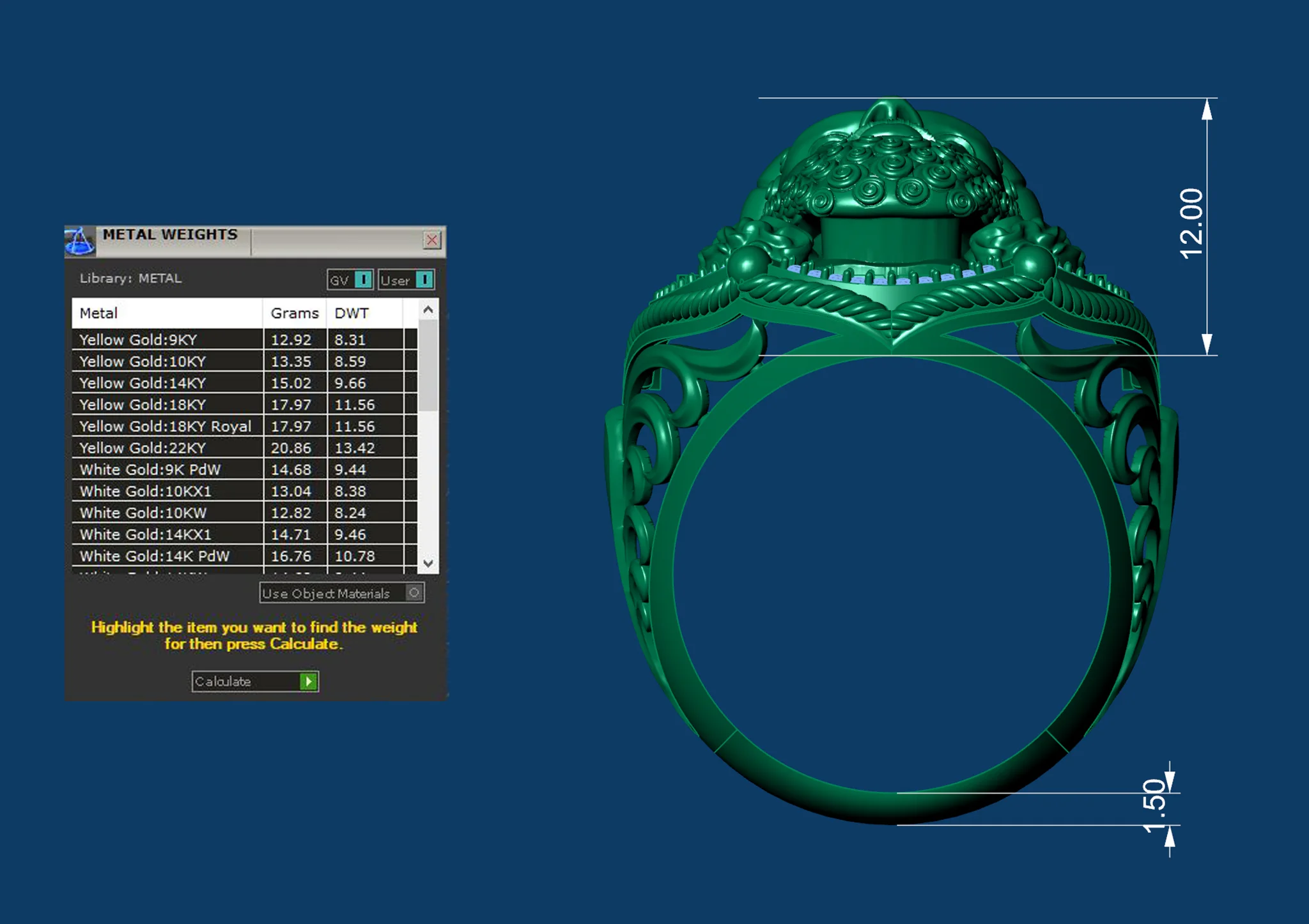 Figural Bust Shared Prong Halo Ring — view 8