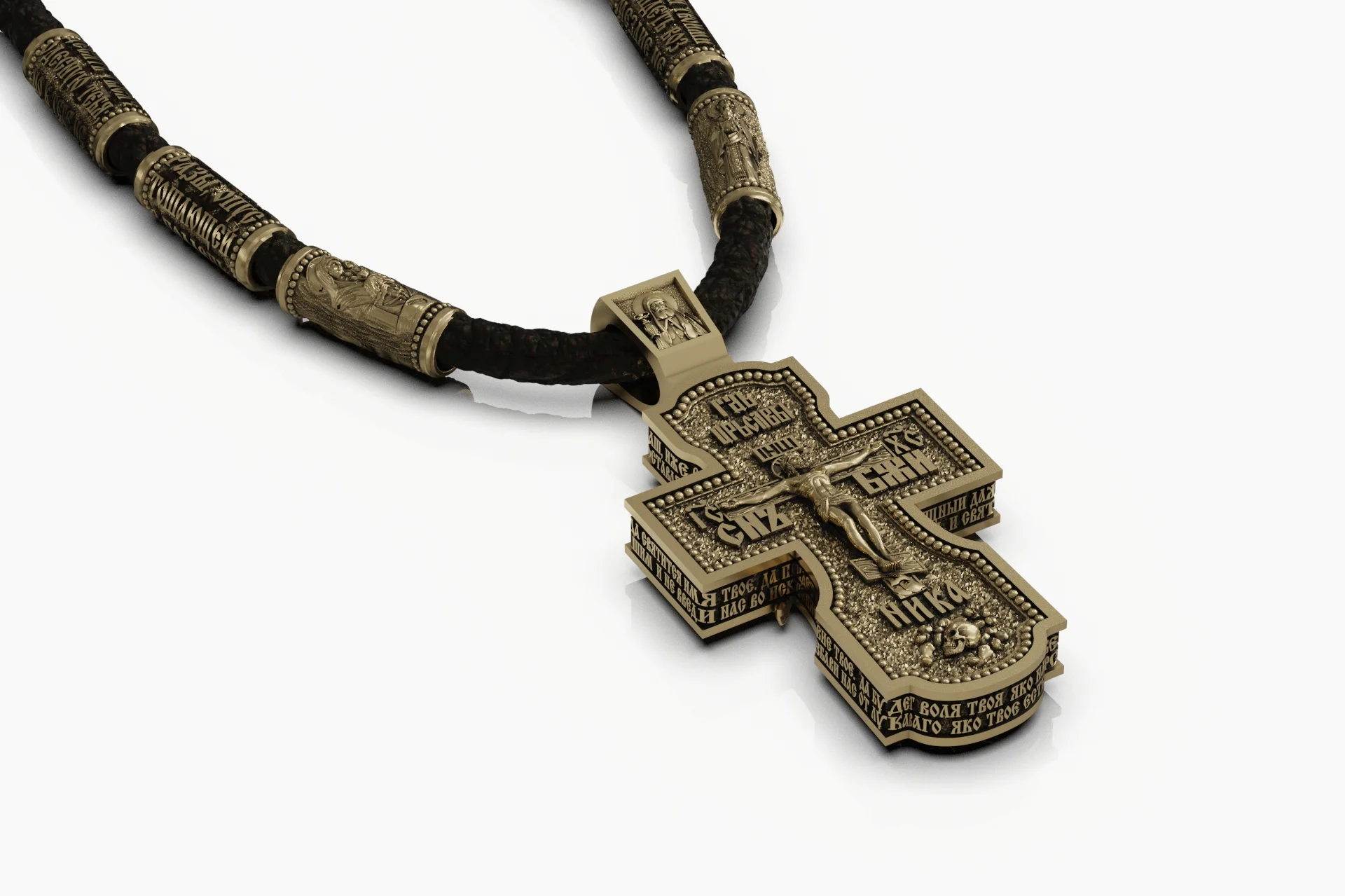 Eastern Orthodox Icon Cross and Barrel Beads Set — view 6