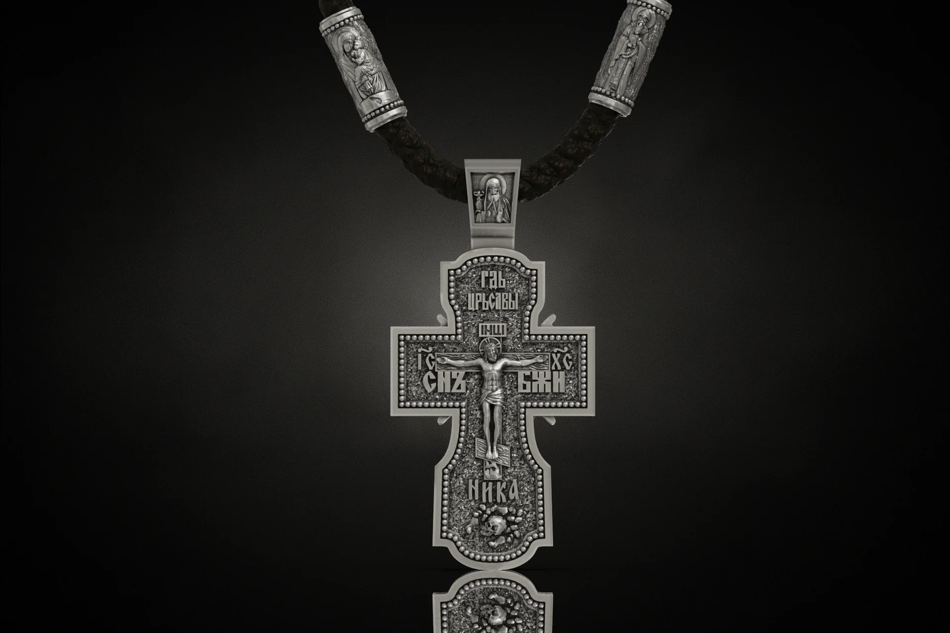 Eastern Orthodox Icon Cross and Barrel Beads Set — view 4