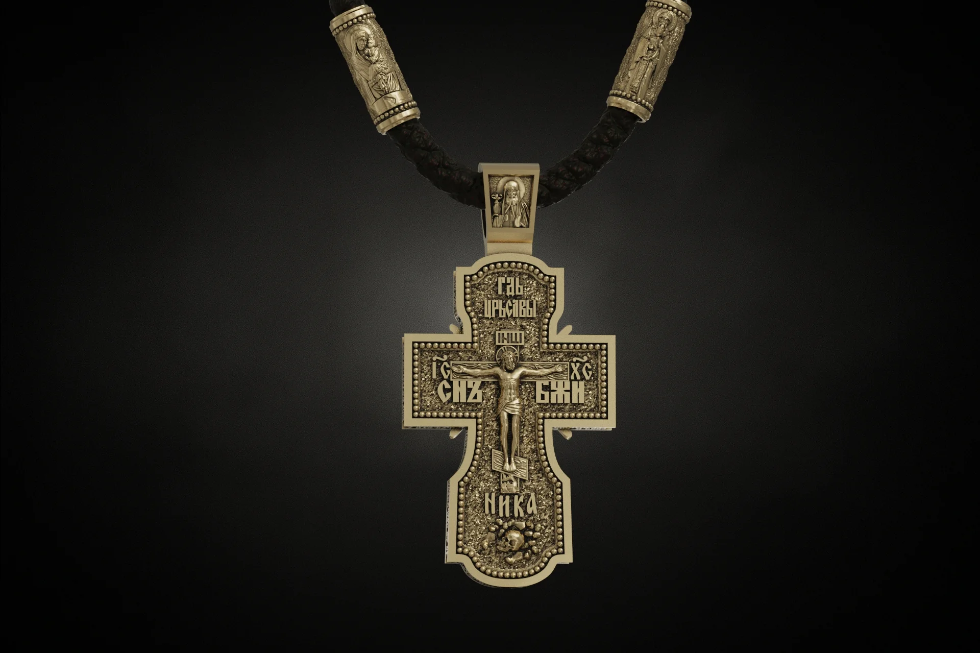 Eastern Orthodox Icon Cross and Barrel Beads Set — view 2