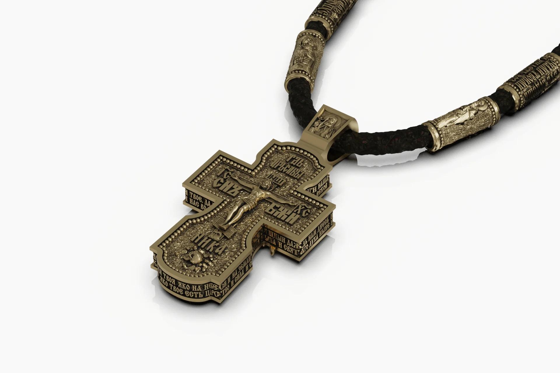 Eastern Orthodox Icon Cross and Barrel Beads Set — view 7