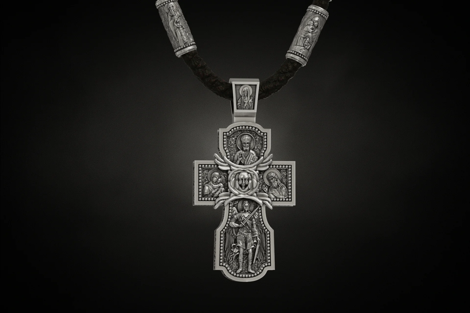 Eastern Orthodox Icon Cross and Barrel Beads Set — view 5