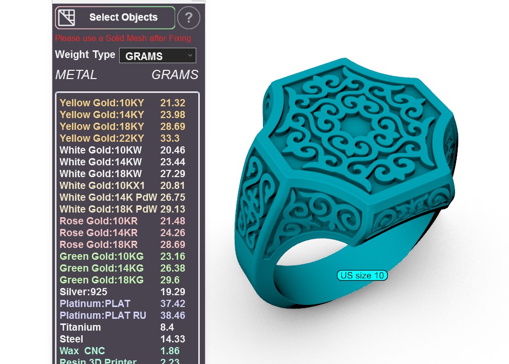 Ornate Arabesque Hexagonal Men's Signet Ring — view 7