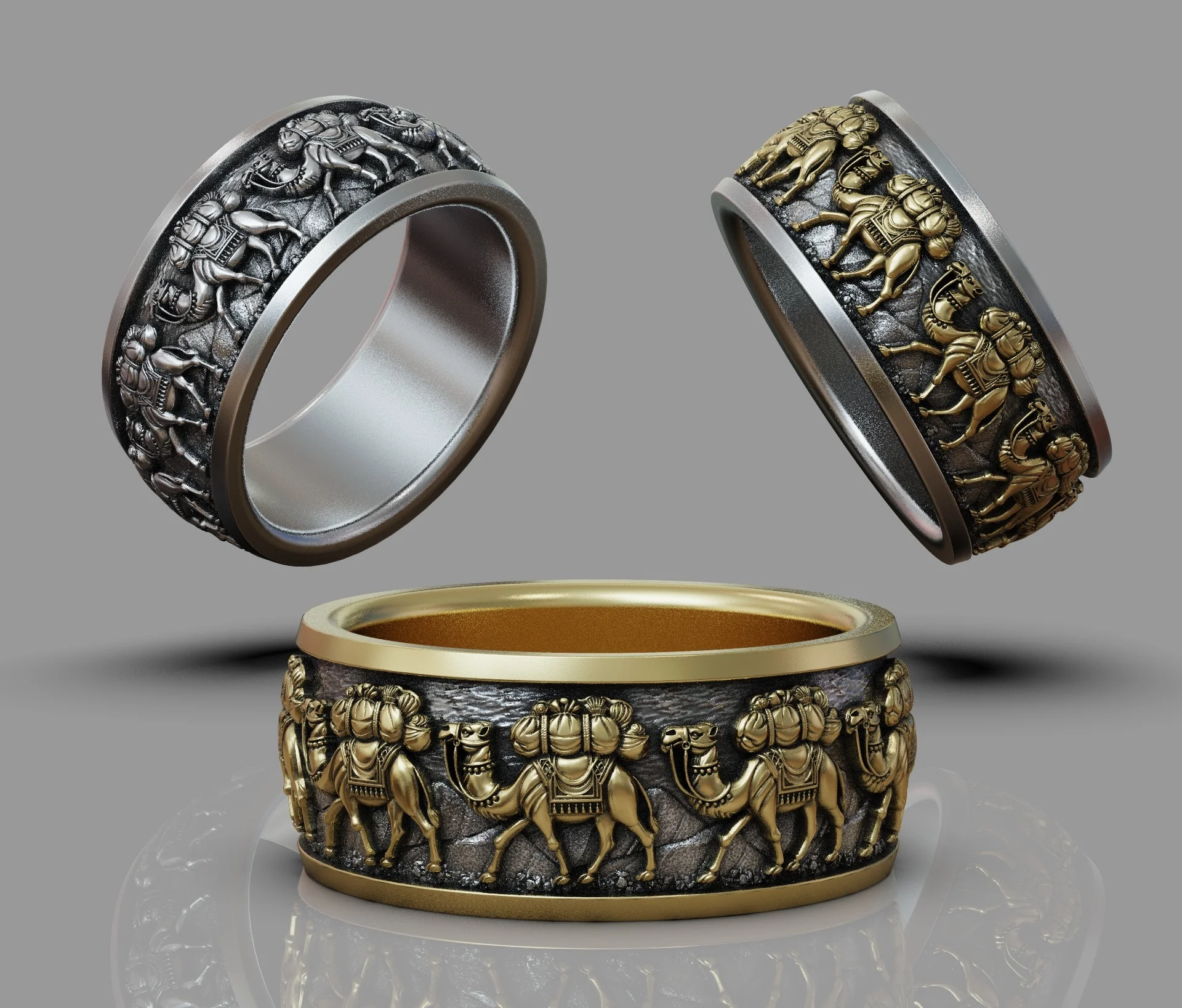 Camel Caravan Desert Band Ring