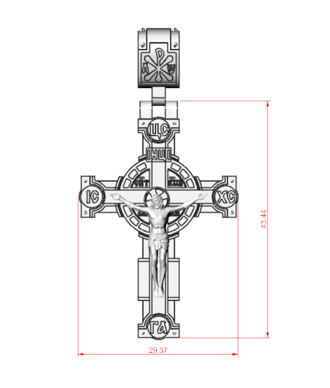 Layered Eastern Orthodox Crucifix Pendant with Prayer — view 7