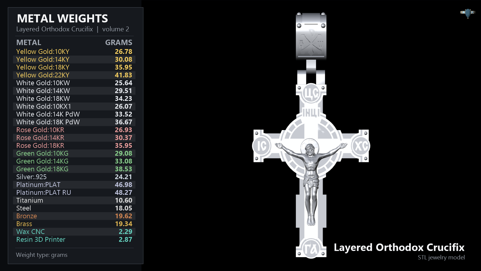 Layered Eastern Orthodox Crucifix Pendant with Prayer — view 5