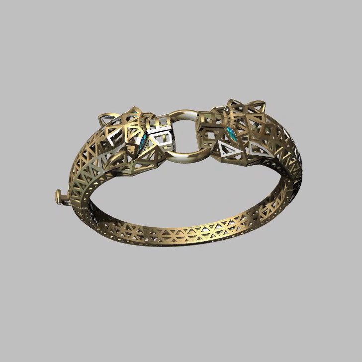 Hinged Bangle with Animal Heads — view 5