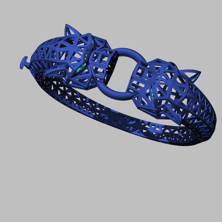 Hinged Bangle with Animal Heads