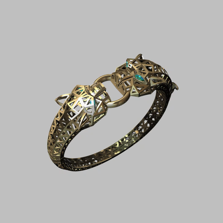 Hinged Bangle with Animal Heads — view 2