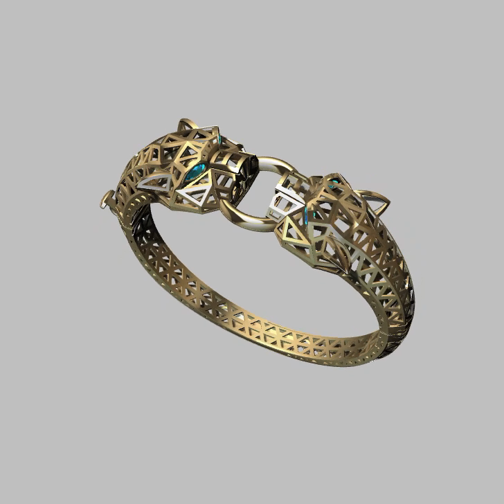 Hinged Bangle with Animal Heads — view 4