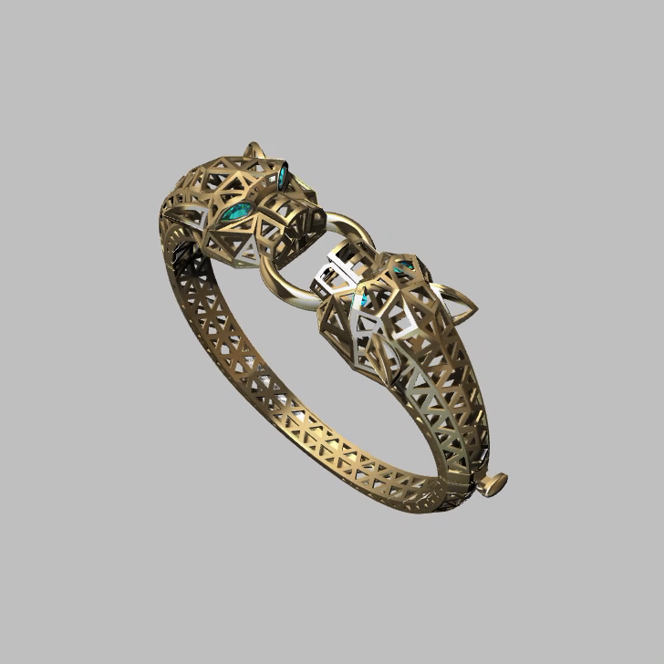 Hinged Bangle with Animal Heads — view 3