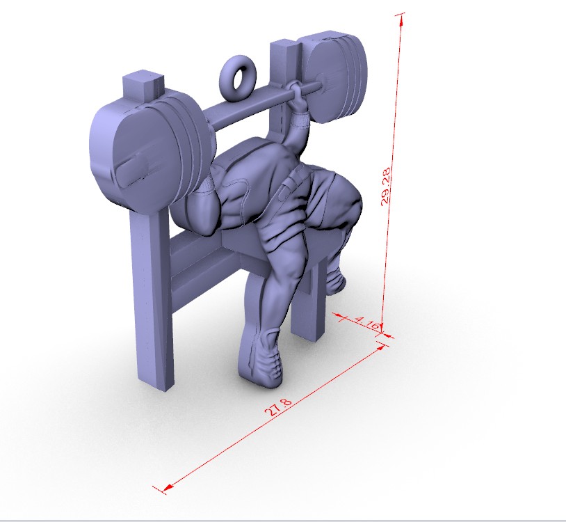 Bench Press Bodybuilder Fitness Pendant — view 6