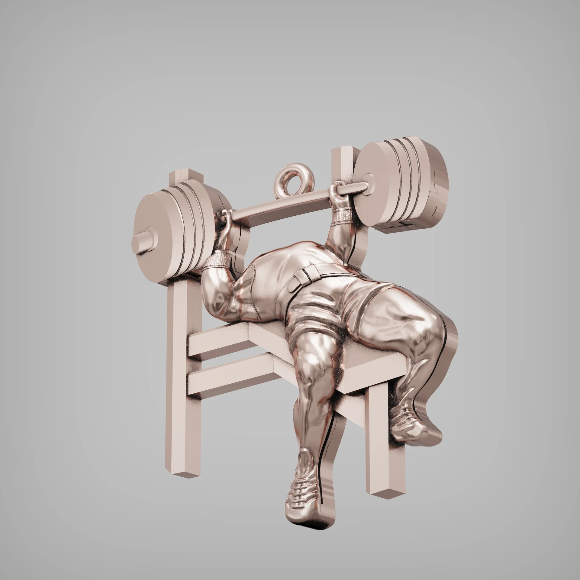 Bench Press Bodybuilder Fitness Pendant — view 4