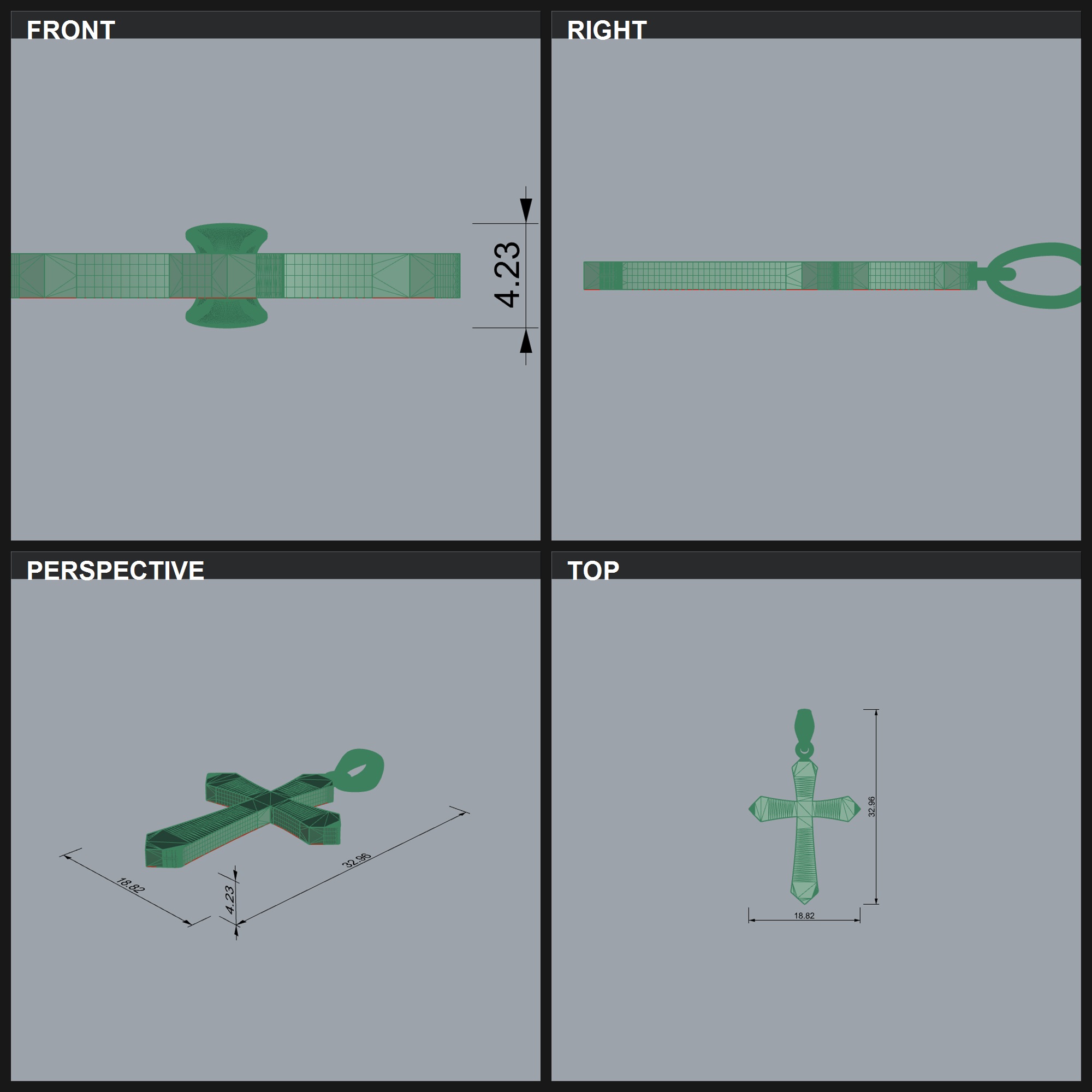 Cross Pendant with Pentagonal Ends — view 6