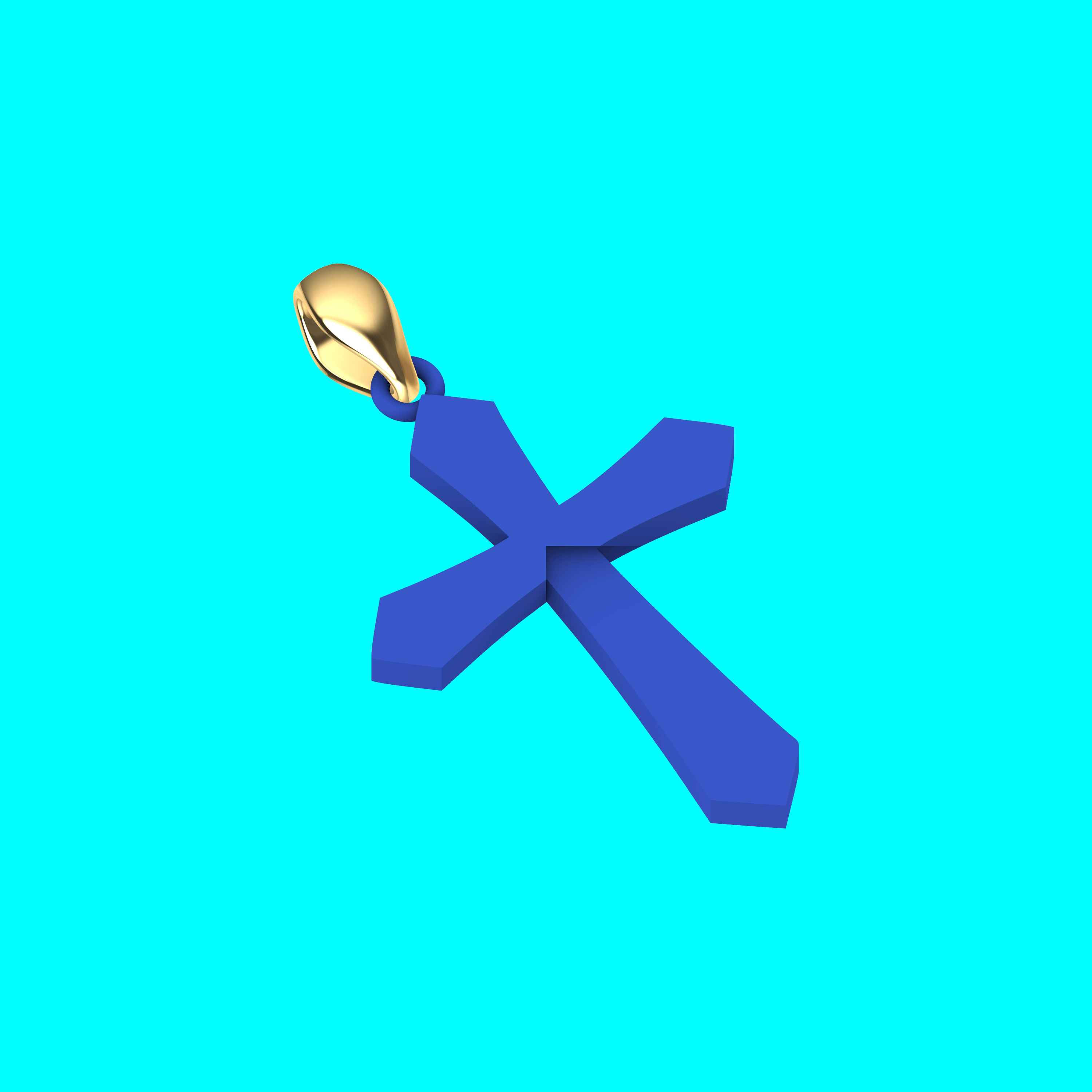 Cross Pendant with Pentagonal Ends — view 1
