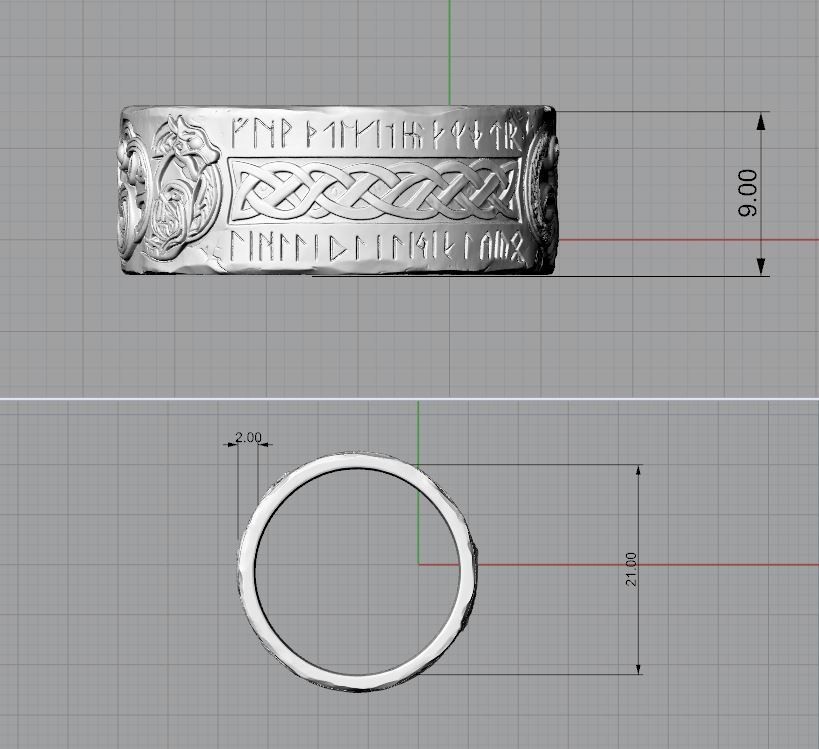 Norse Viking Dragon Knotwork Runic Band Ring — view 8