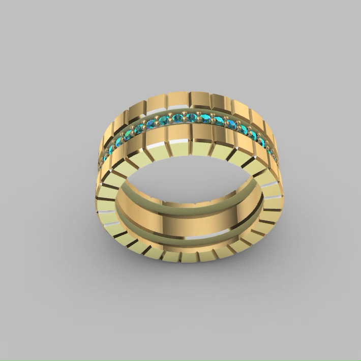 Geometric Segmented Triple Band Eternity Ring — view 5