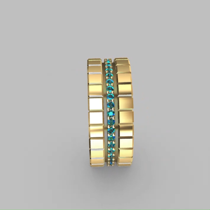 Geometric Segmented Triple Band Eternity Ring — view 8