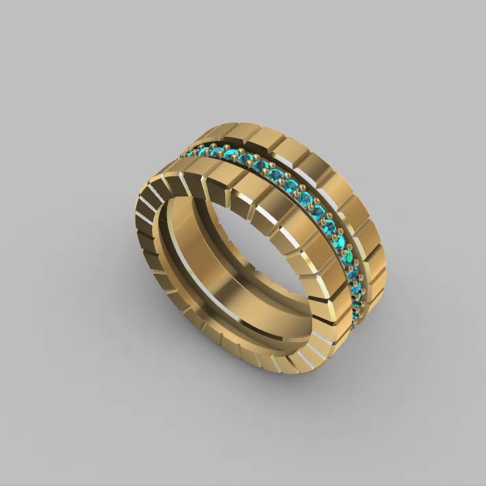 Geometric Segmented Triple Band Eternity Ring — view 7