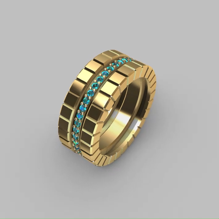 Geometric Segmented Triple Band Eternity Ring