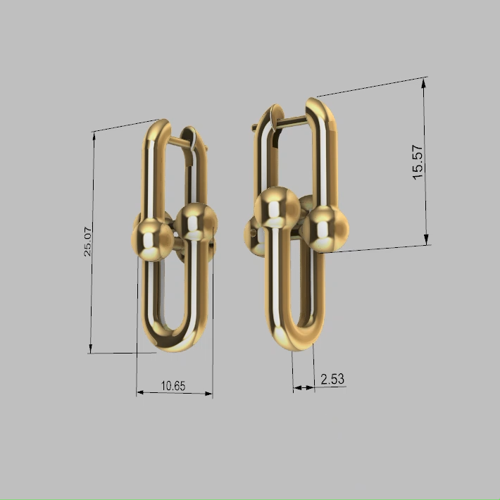 Modern Hardware U-Link Double Ball Hoop Earrings — view 7