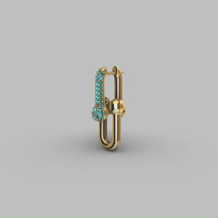 Modern Pave Set Gemstone Link Style Drop Earrings — view 8