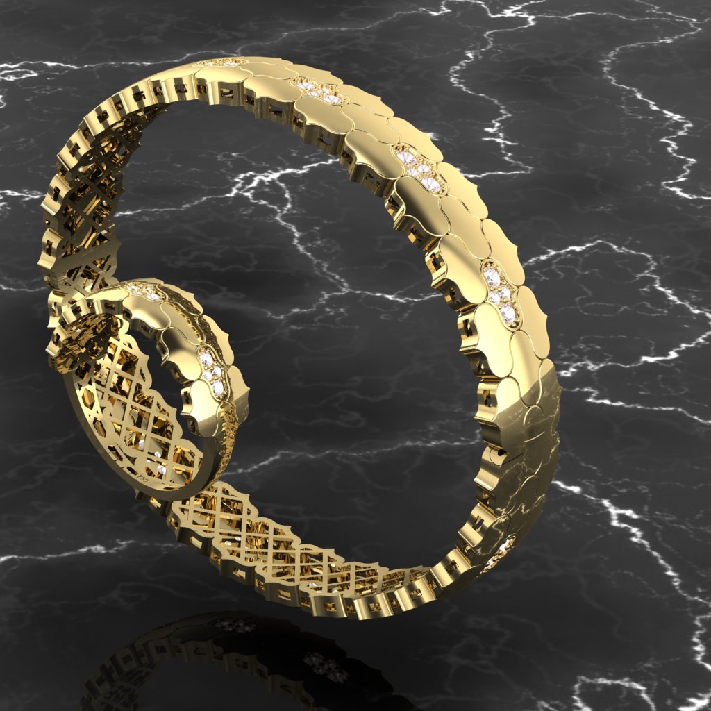 Quatrefoil Pattern Bangle and Ring Set — view 4