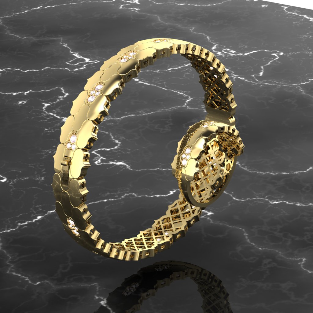 Quatrefoil Pattern Bangle and Ring Set — view 2