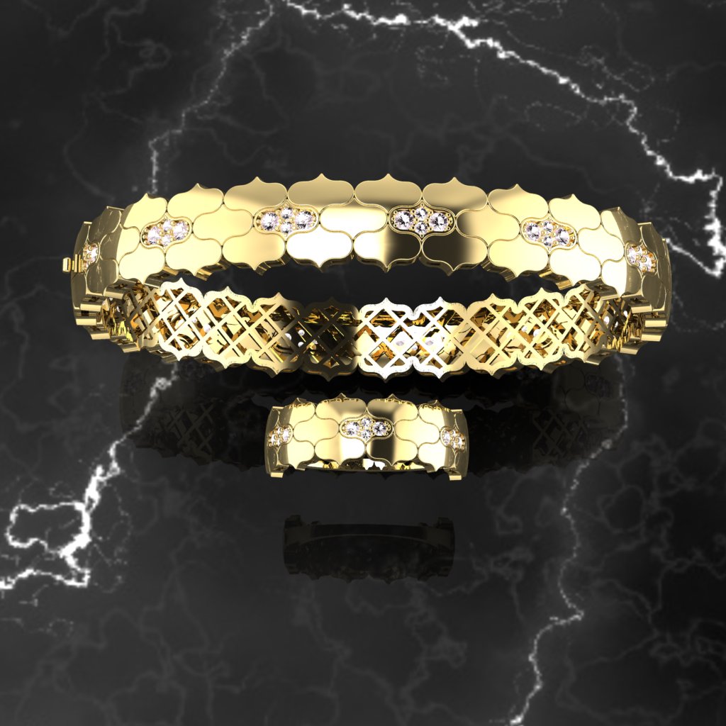 Quatrefoil Pattern Bangle and Ring Set