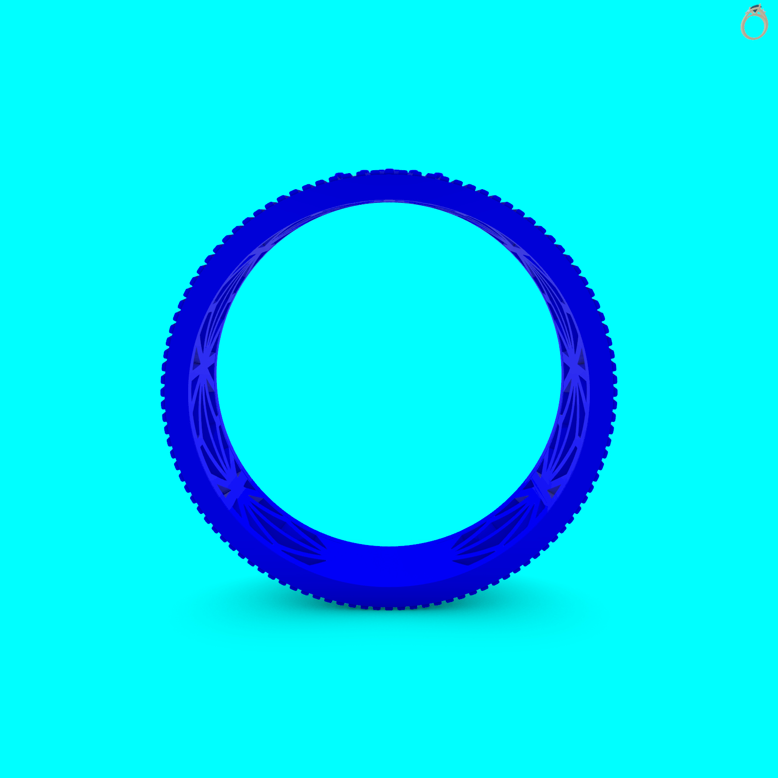 Ribbed Wide Band Ring with Clover Setting — view 2