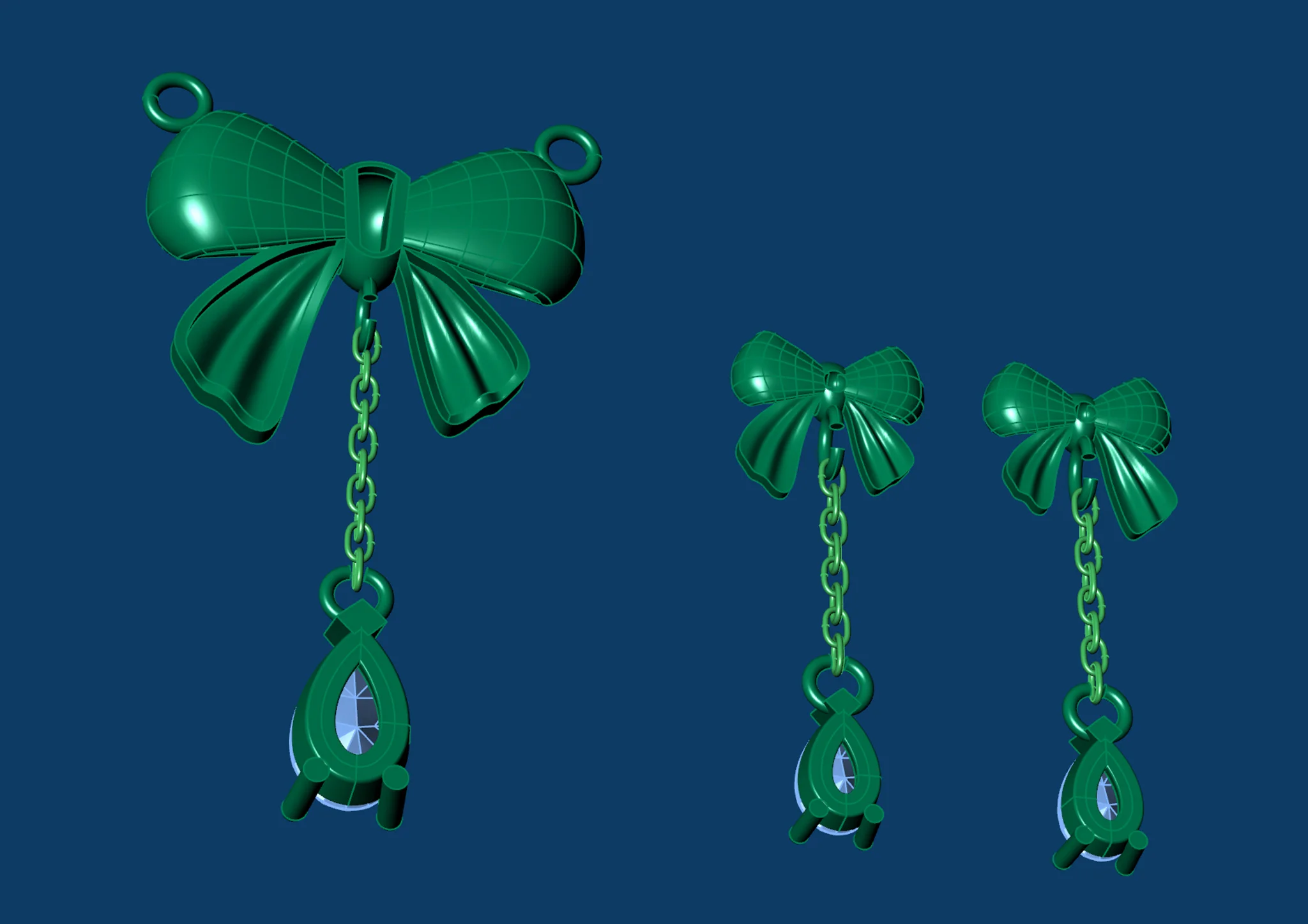 Bow Necklace and Teardrop Earrings Jewelry Set — view 5