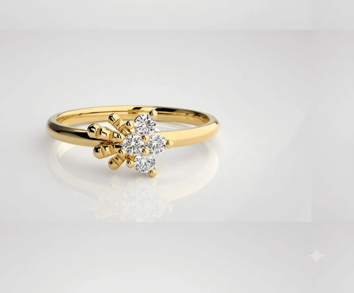 Polished elegant rose gold diamond ring — view 3