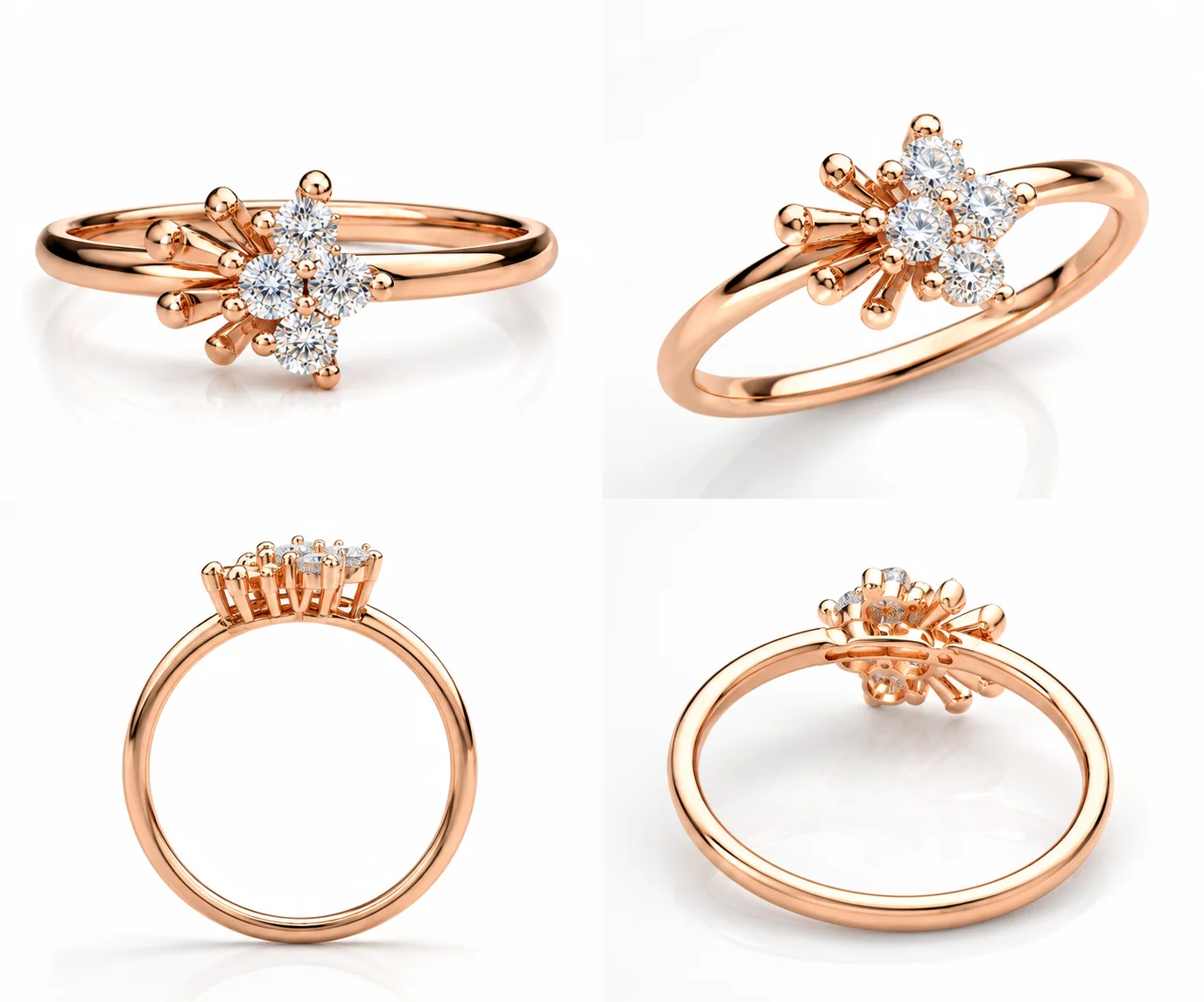 Polished elegant rose gold diamond ring — view 5