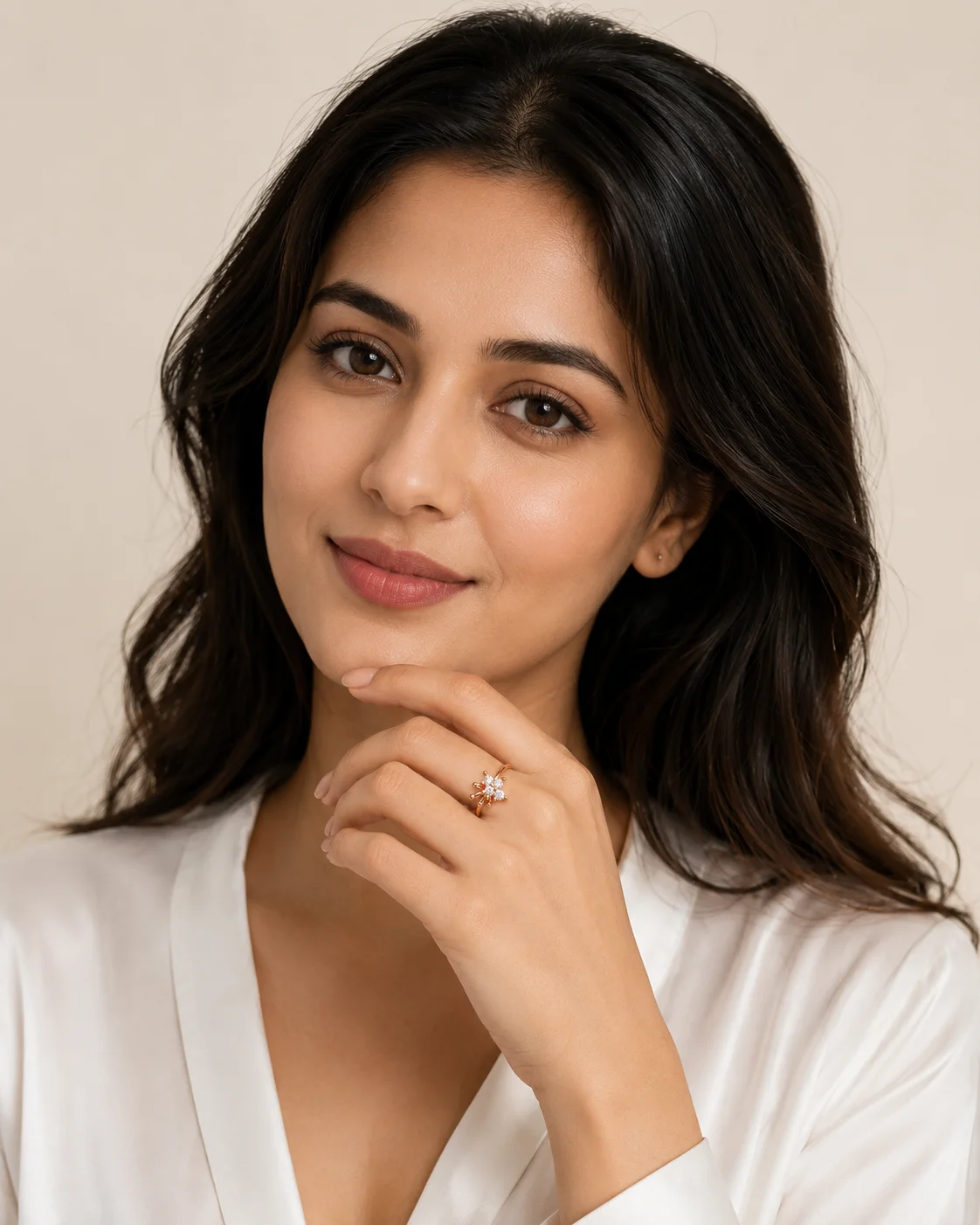 Polished elegant rose gold diamond ring — view 6