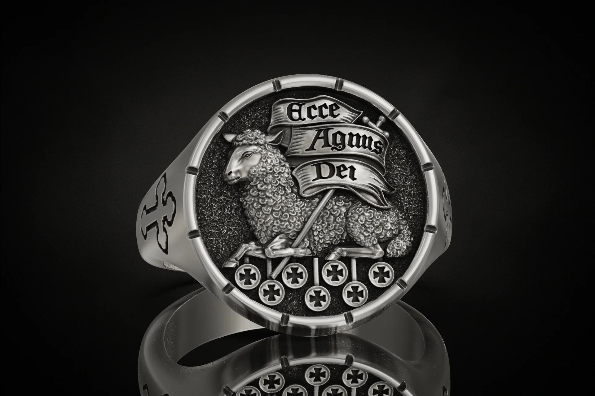 Agnus Dei Lamb of God Signet Ring — view 3
