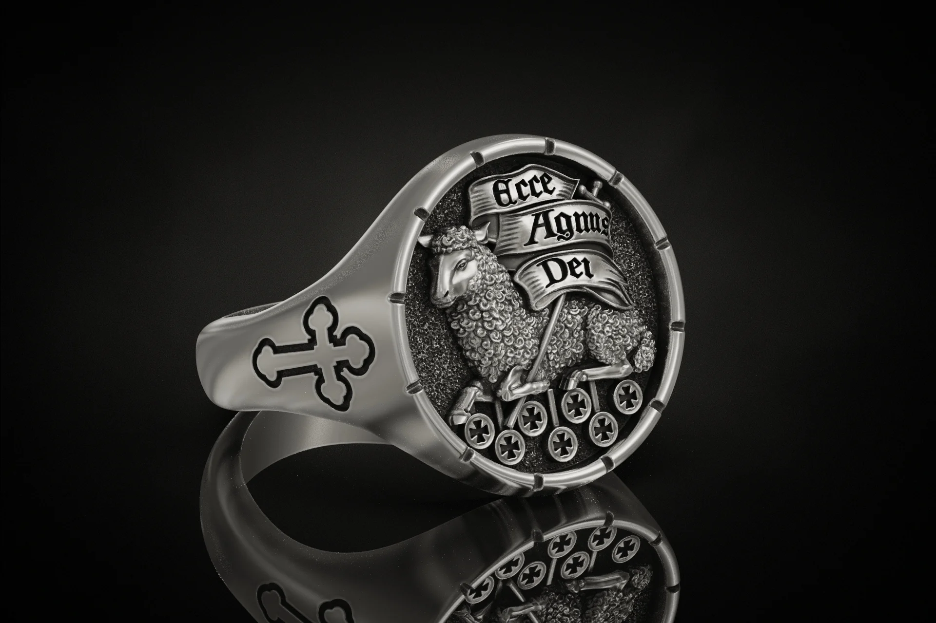 Agnus Dei Lamb of God Signet Ring — view 4