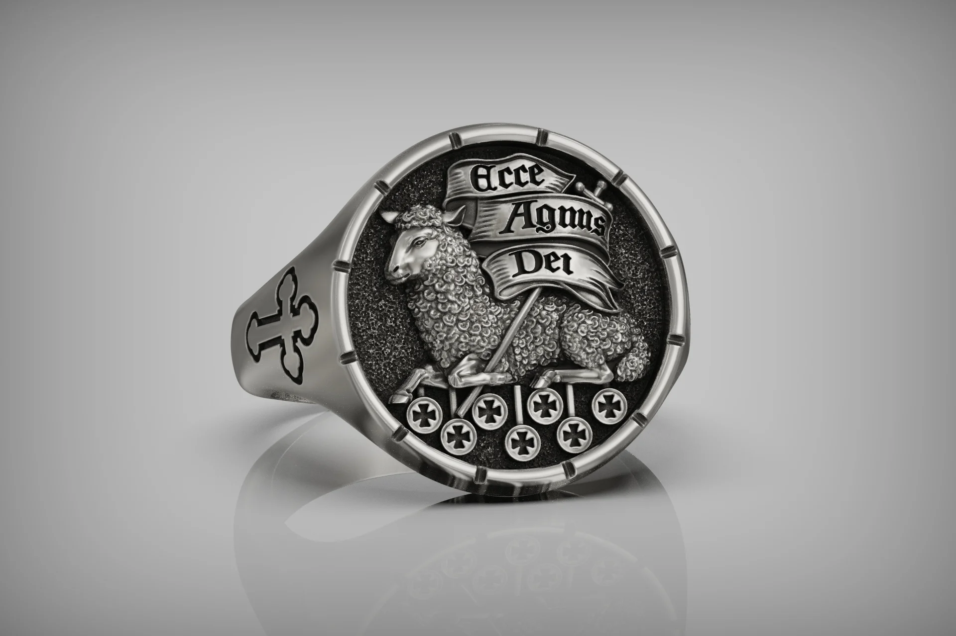 Agnus Dei Lamb of God Signet Ring — view 5