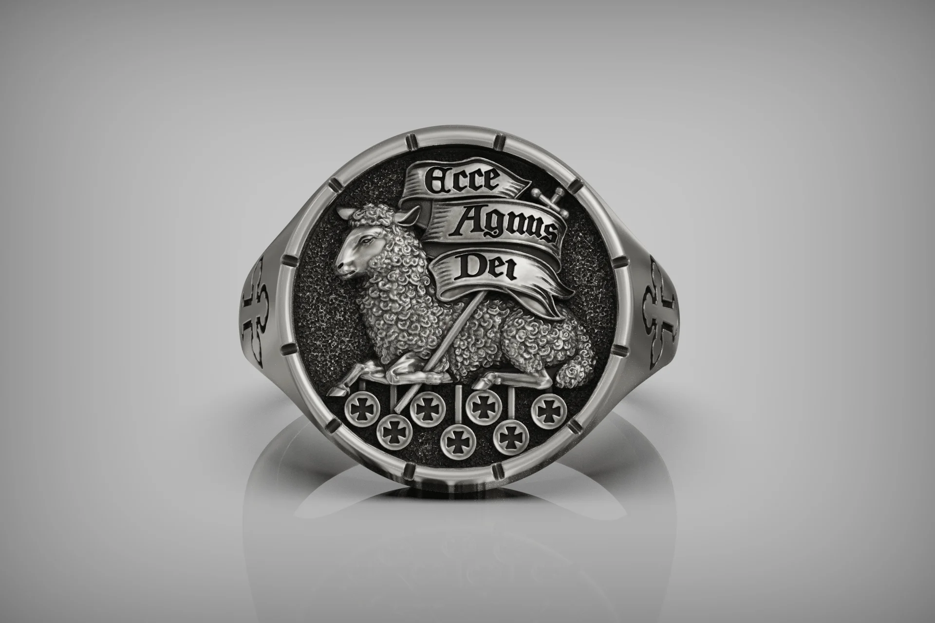 Agnus Dei Lamb of God Signet Ring — view 6