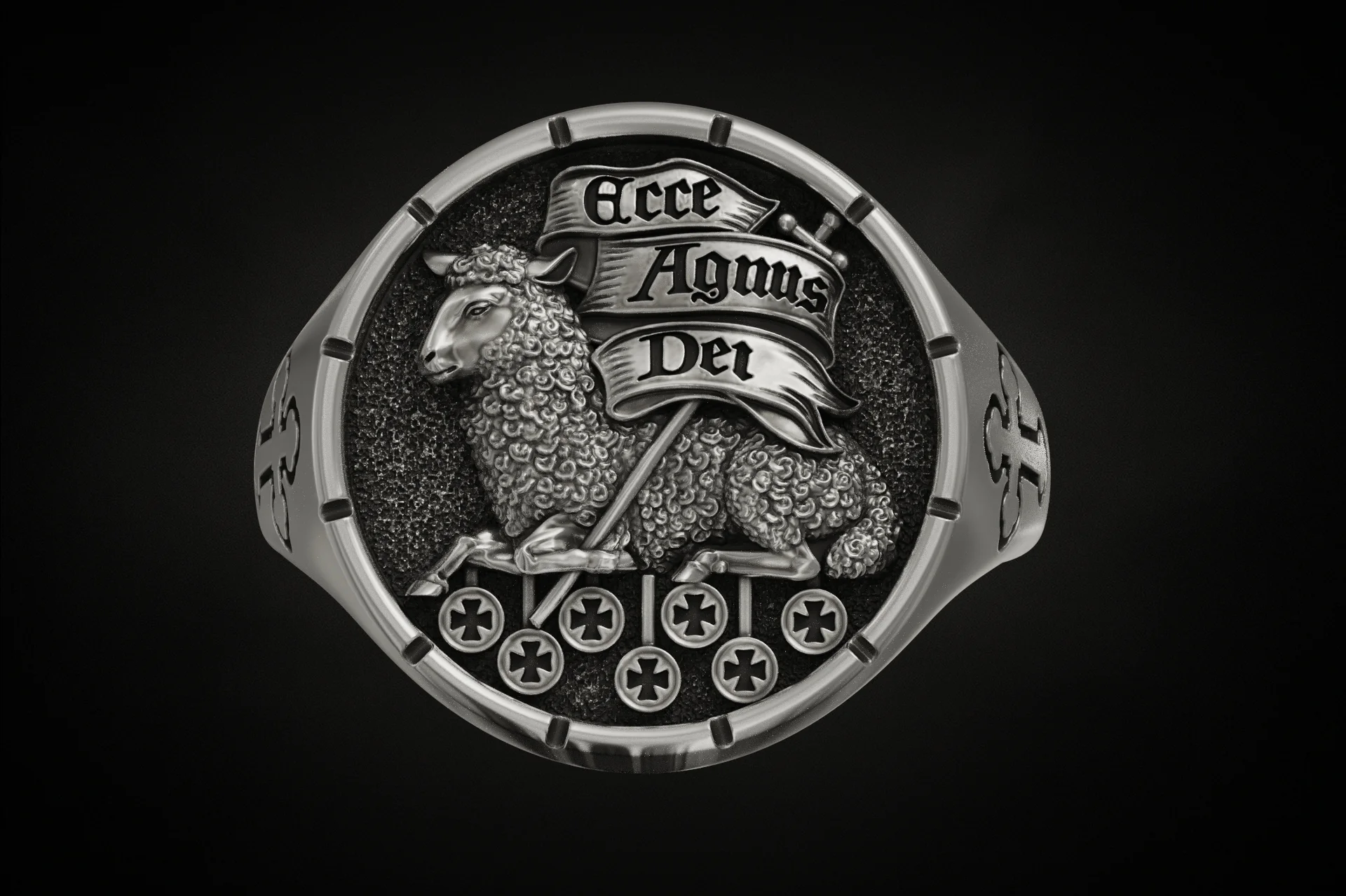 Agnus Dei Lamb of God Signet Ring — view 2
