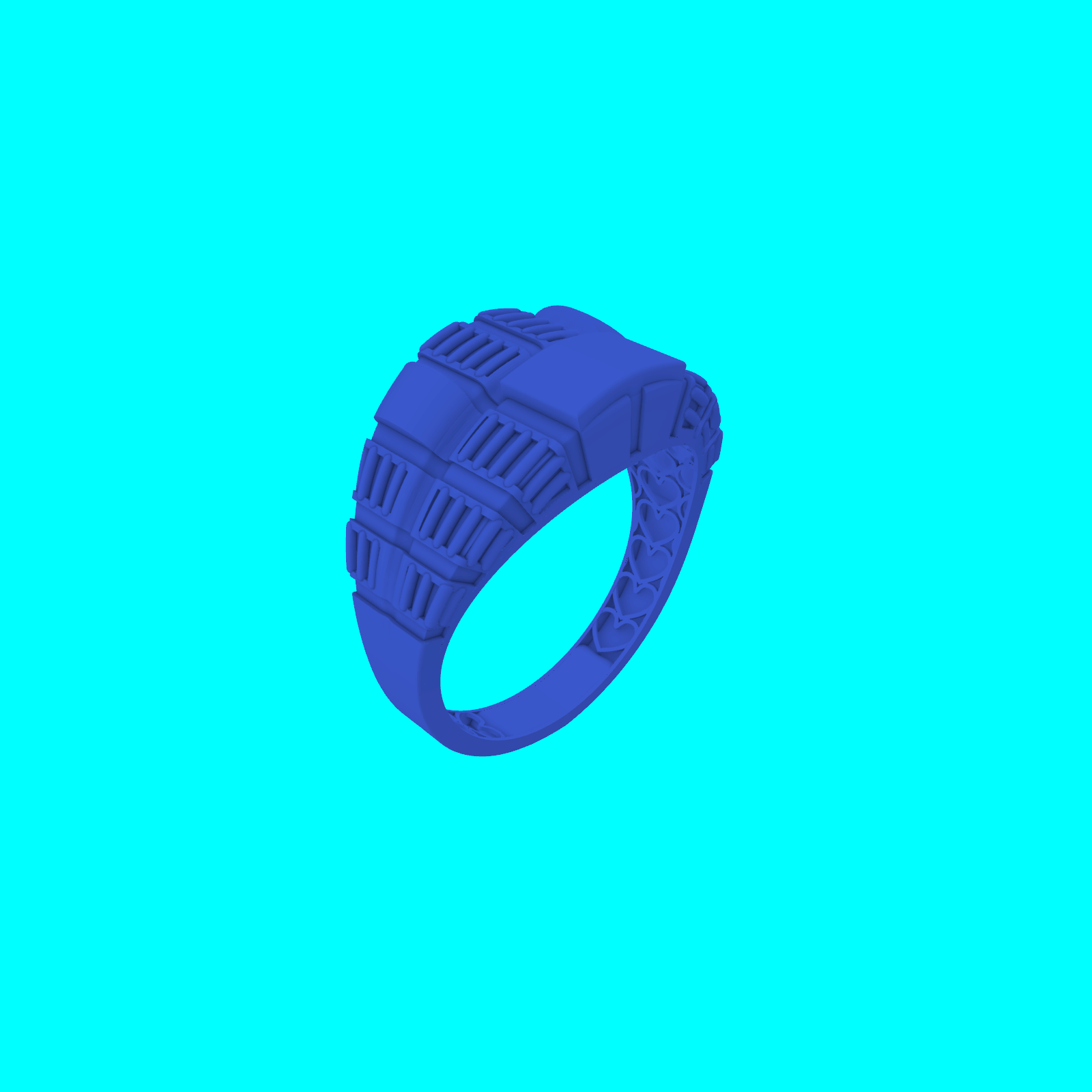 Wide Ring with Ribbed Geometric Panels — view 7